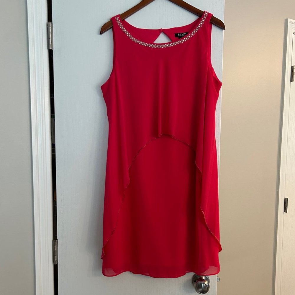 SLNY sleeveless pink dress, size 14